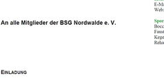 Einladung JHV BSG Nordwalde