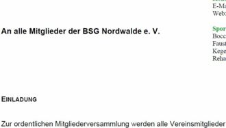 Einladung JHV BSG Nordwalde